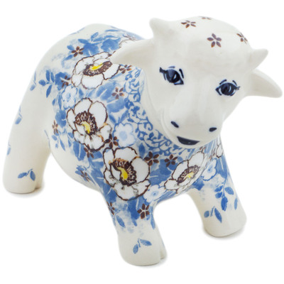 Polish Pottery Cow Figurine 5&quot; Pansy Parade UNIKAT