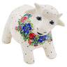Polish Pottery Cow Figurine 5&quot; Springtime Wreath