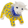 Polish Pottery Cow Figurine 5&quot; Sunburst Daisies