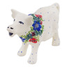 Polish Pottery Cow Figurine 6&quot; Springtime Wreath