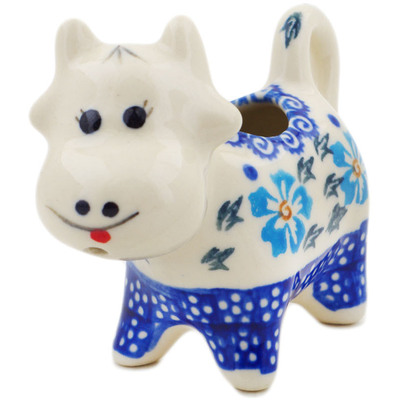 Polish Pottery Cow Shaped Creamer 2 oz Blue Cornflower