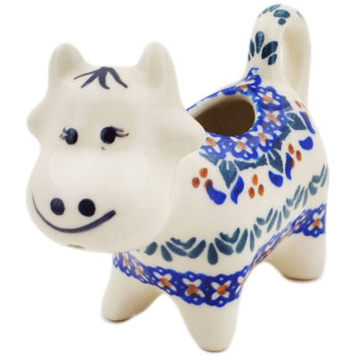Polish Pottery Cow Shaped Creamer 2 oz Blue Cress