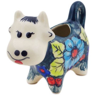 Polish Pottery Cow Shaped Creamer 2 oz Butterfly Splendor UNIKAT