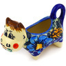 Polish Pottery Cow Shaped Creamer 2 oz Corn In The Blue UNIKAT