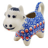 Polish Pottery Cow Shaped Creamer 2 oz Floral Peacock
