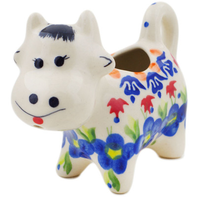 Polish Pottery Cow Shaped Creamer 2 oz Passion Poppy