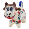 Polish Pottery Cow Shaped Creamer 2 oz Red Flower Lattice