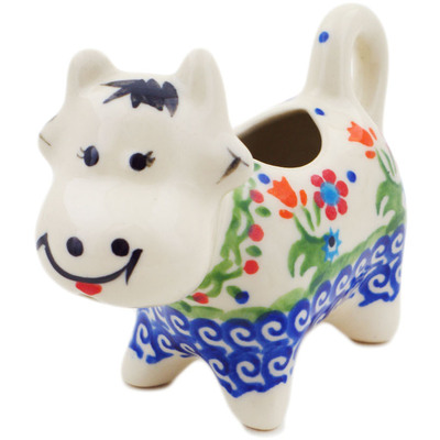Polish Pottery Cow Shaped Creamer 2 oz Spring Flowers