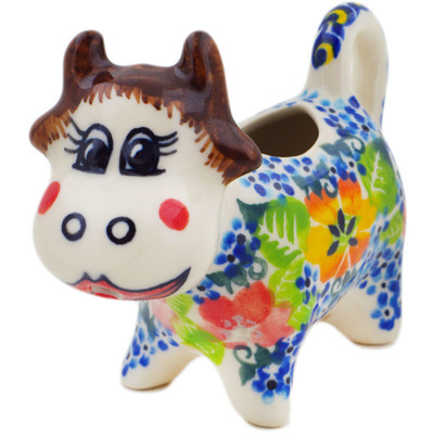 Polish Pottery Cow Shaped Creamer 2 oz Spring Is Coming UNIKAT