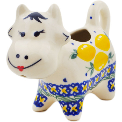 Polish Pottery Cow Shaped Creamer 2 oz When Life Gives You Lemons