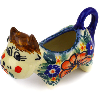 Polish Pottery Cow Shaped Creamer 2 oz Wild Bouquet UNIKAT