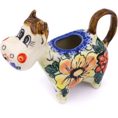 Polish Pottery Cow Shaped Creamer 5 oz Croatia UNIKAT