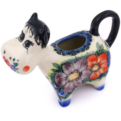 Polish Pottery Cow Shaped Creamer 5 oz Flamenco UNIKAT