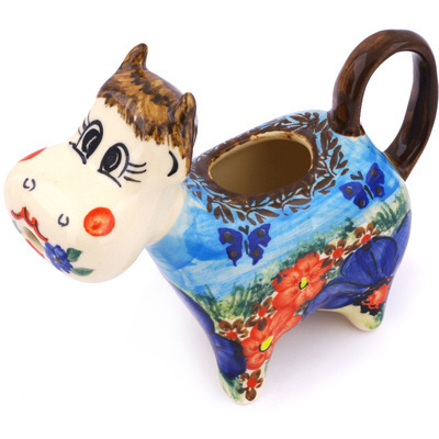 Polish Pottery Cow Shaped Creamer 5 oz Fresh Air UNIKAT