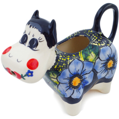 Polish Pottery Cow Shaped Creamer 5 oz Midnight Glow UNIKAT