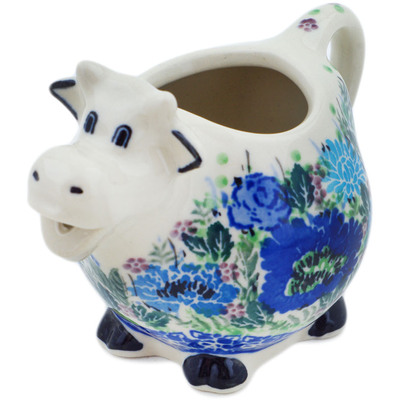 Polish Pottery Cow Shaped Creamer 6 oz Blue Meadow UNIKAT