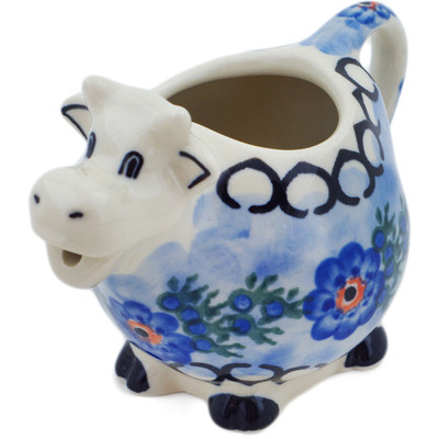 Polish Pottery Cow Shaped Creamer 6 oz Latice Daisy UNIKAT
