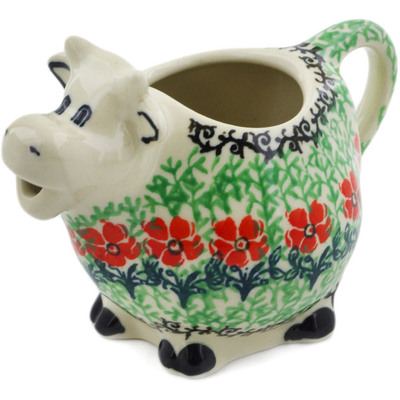 Polish Pottery Cow Shaped Creamer 6 oz Maraschino