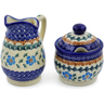Polish Pottery Cream &amp; Sugar Set Blue Cornflower