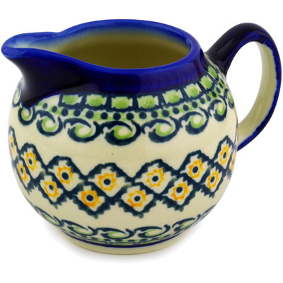 Polish Pottery Creamer 10 oz Diamond Peacock