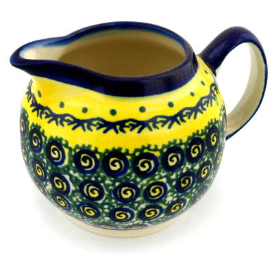 Polish Pottery Creamer 10 oz Peacock Bumble Bee