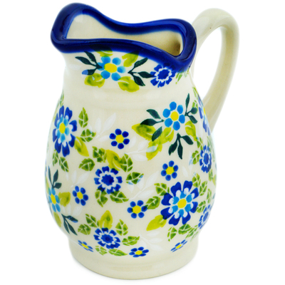 Polish Pottery Creamer 11 oz Forget-me-not Field