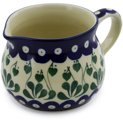 Polish Pottery Creamer 12 oz Bleeding Heart Peacock