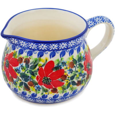 Polish Pottery Creamer 12 oz Blooming Daisies UNIKAT