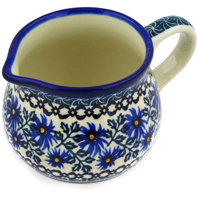 Polish Pottery Creamer 12 oz Blue Chicory