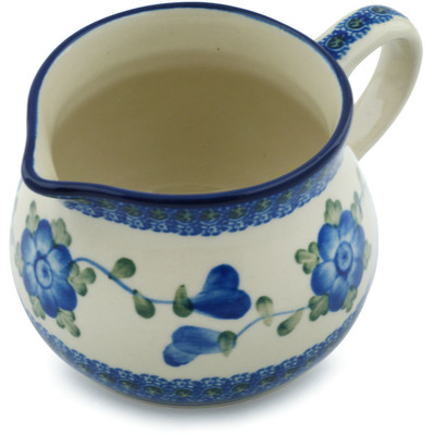 Polish Pottery Creamer 12 oz Blue Poppies