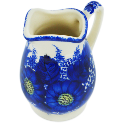 Polish Pottery Creamer 12 oz Blue Poppy Dream UNIKAT