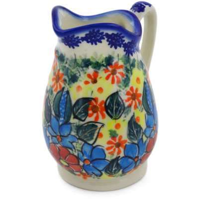 Polish Pottery Creamer 12 oz Bold Poppies UNIKAT
