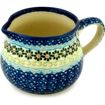 Polish Pottery Creamer 12 oz Daisies By The Sea