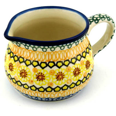 Polish Pottery Creamer 12 oz Geometric Sunflower