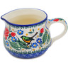 Polish Pottery Creamer 12 oz Green Bird Meadow UNIKAT