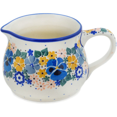 Polish Pottery Creamer 12 oz Pansy Wreath UNIKAT