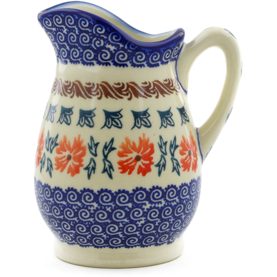 Polish Pottery Creamer 12 oz Red Cornflower