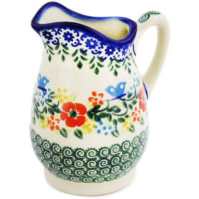 Polish Pottery Creamer 12 oz Ring Of Meadow Flowers