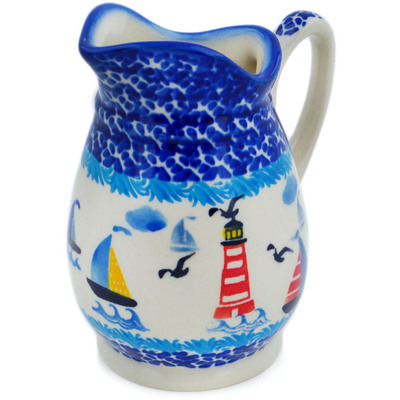Polish Pottery Creamer 12 oz Sea Sights UNIKAT