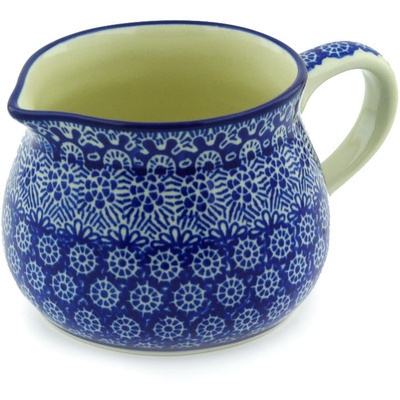 Polish Pottery Creamer 12 oz Winter Frost