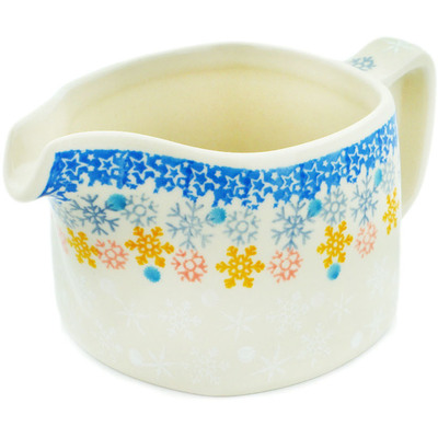 Polish Pottery Creamer 13 oz Happy Snowflakes