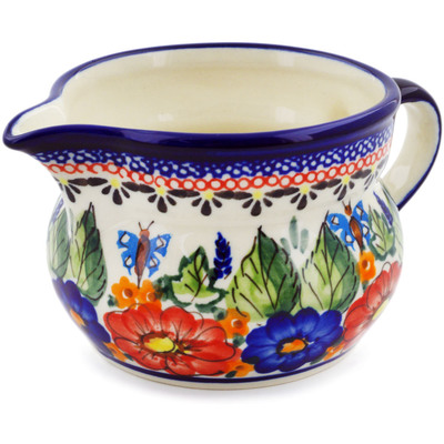 Polish Pottery Creamer 13 oz Spring Splendor UNIKAT