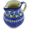 Polish Pottery Creamer 16 oz Blue Rosette Wreath