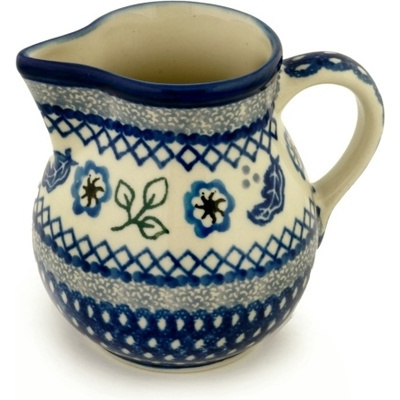 Polish Pottery Creamer 16 oz Feathers And Flowers