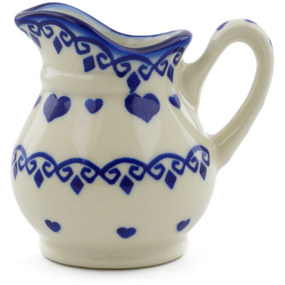 Polish Pottery Creamer 4 oz Blue Valentine Hearts
