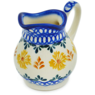 Polish Pottery Creamer 4 oz Golden Flower Garden