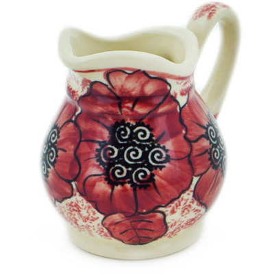 Polish Pottery Creamer 4 oz Sugar Plum Poppies UNIKAT