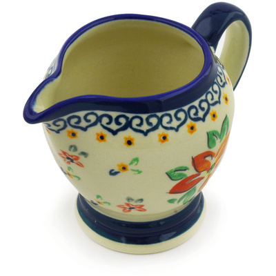 Polish Pottery Creamer 5 oz Orange Clematis