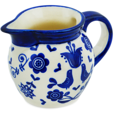 Polish Pottery Creamer 6 oz Blue Bird Dance