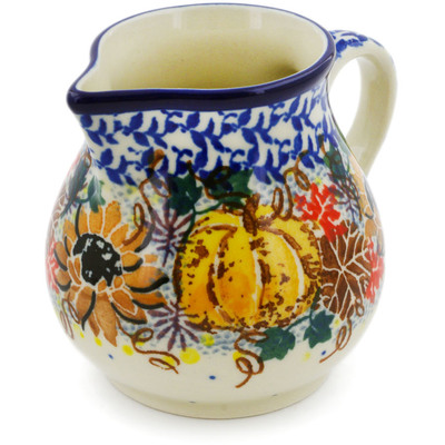 Polish Pottery Creamer 7 oz Autumn Falling Leaves UNIKAT